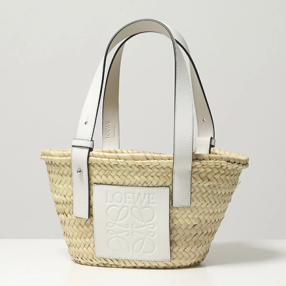 Loewe Basket Bag Raffia x Leather Handbag Tote